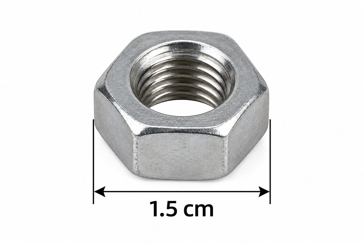 Alternative hex nut showing a 1.5 cm width