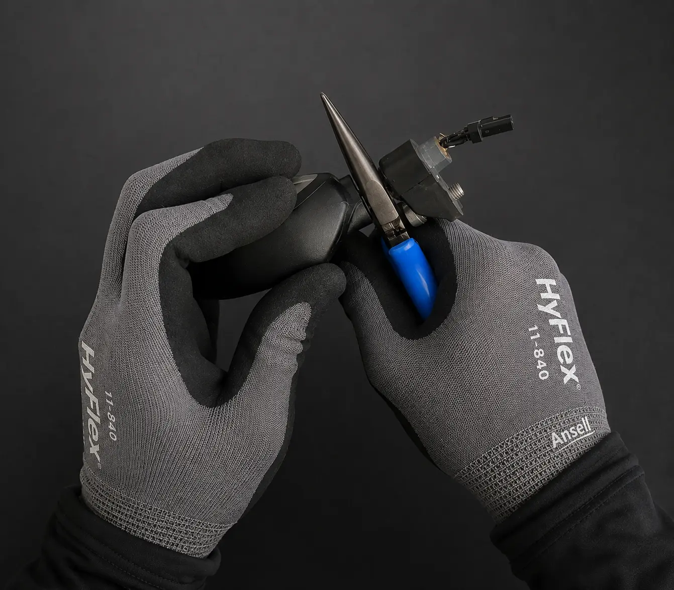 Cutting the stock indicator connector wire with pliers