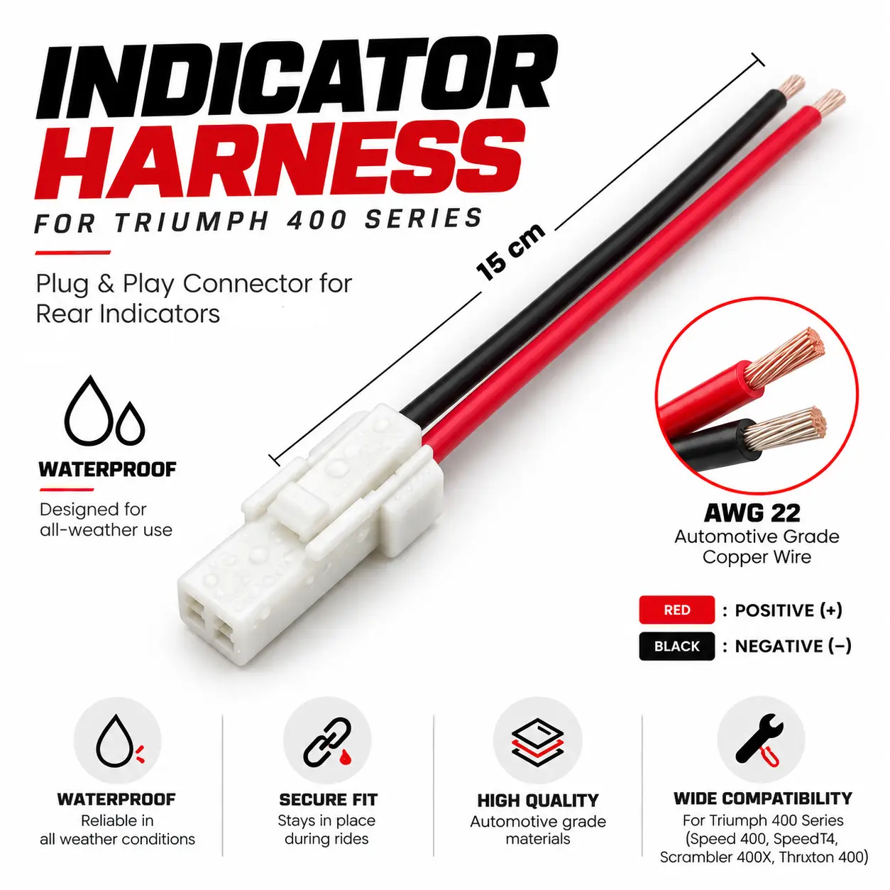 Indicator wiring harness specifications for Triumph 400 series